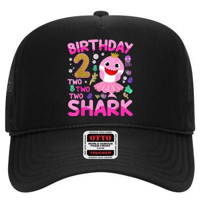 Baby Cute Shark 2nd Birthday Boy Girl 2 Year Old Gifts High Crown Mesh Back Trucker Hat