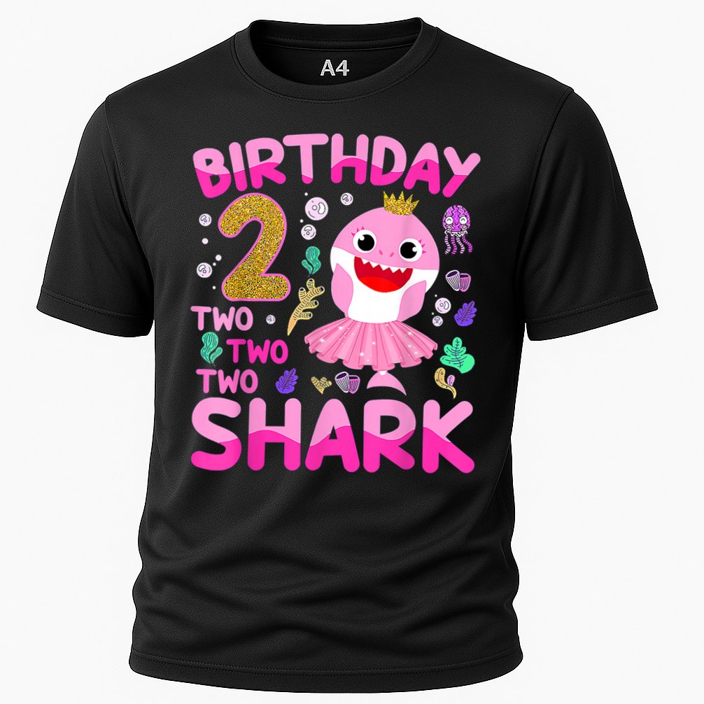 Baby Cute Shark 2nd Birthday Boy Girl 2 Year Old Gifts Cooling Performance Crew T-Shirt