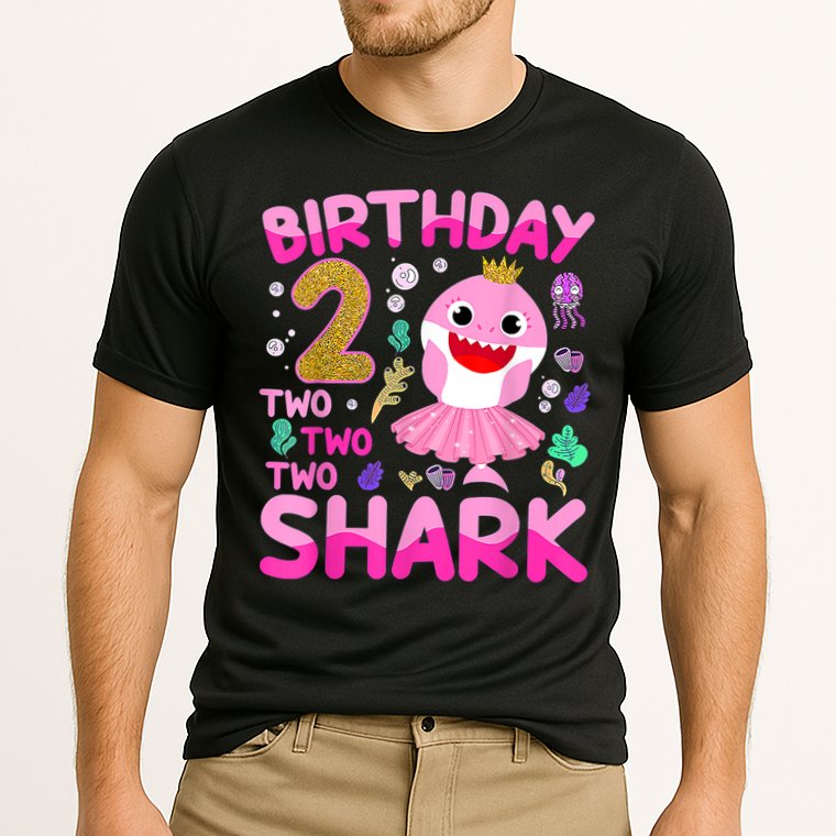 Baby Cute Shark 2nd Birthday Boy Girl 2 Year Old Gifts Cooling Performance Crew T-Shirt