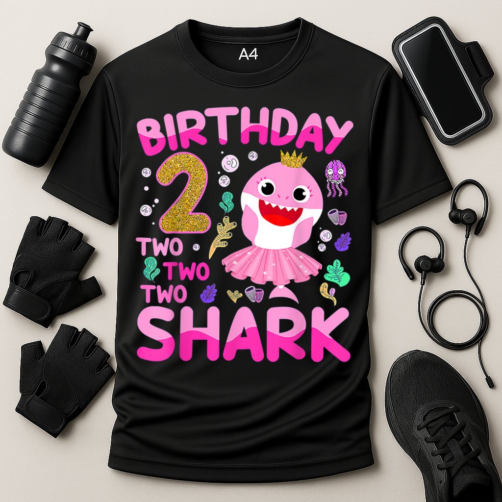 Baby Cute Shark 2nd Birthday Boy Girl 2 Year Old Gifts Cooling Performance Crew T-Shirt