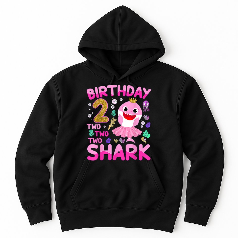 Baby Cute Shark 2nd Birthday Boy Girl 2 Year Old Gifts Hoodie