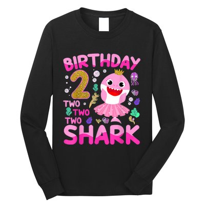 Baby Cute Shark 2nd Birthday Boy Girl 2 Year Old Gifts Long Sleeve Shirt