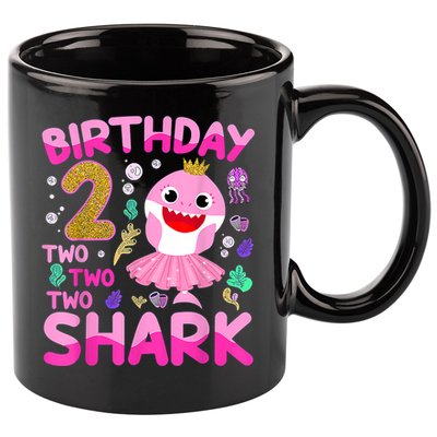 Baby Cute Shark 2nd Birthday Boy Girl 2 Year Old Gifts 11oz C Handle Ceramic Mug