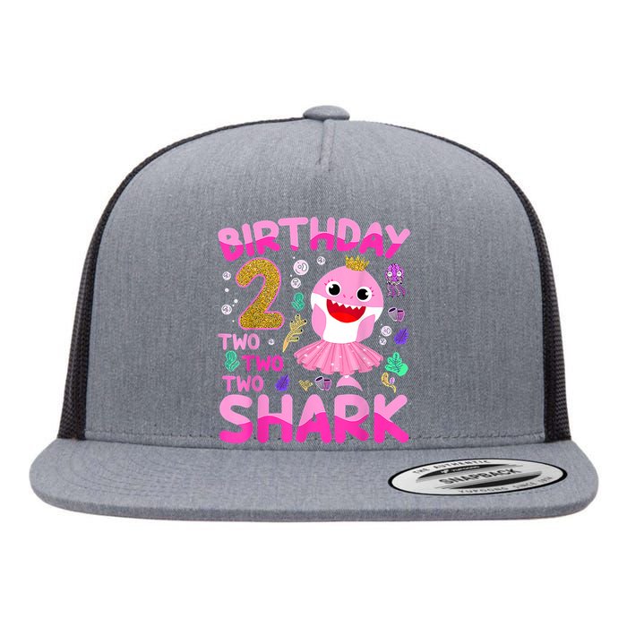 Baby Cute Shark 2nd Birthday Boy Girl 2 Year Old Gifts Flat Bill Trucker Hat