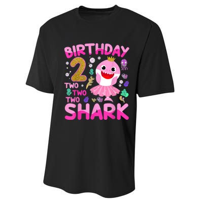 Baby Cute Shark 2nd Birthday Boy Girl 2 Year Old Gifts Performance Sprint T-Shirt