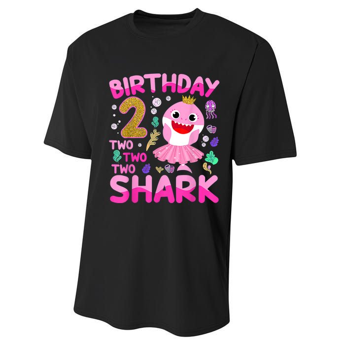 Baby Cute Shark 2nd Birthday Boy Girl 2 Year Old Gifts Performance Sprint T-Shirt