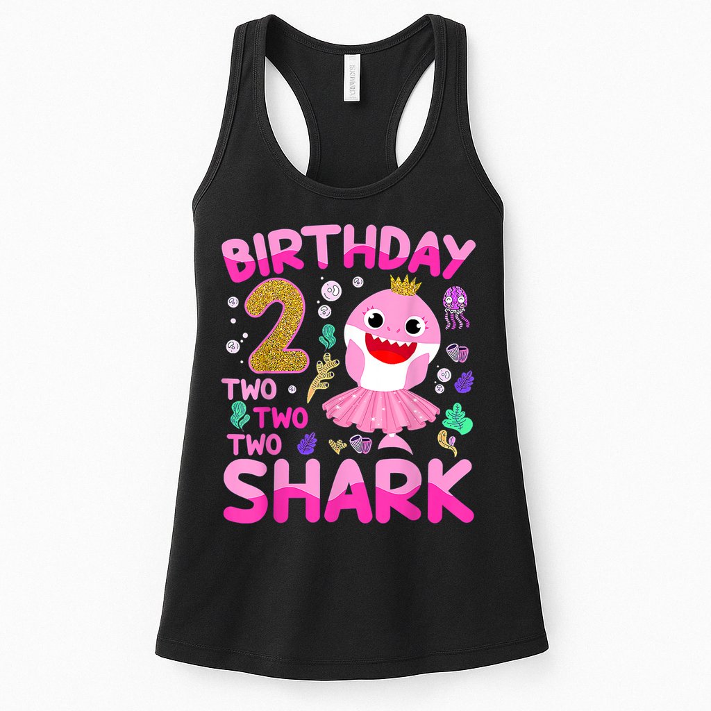 Baby Cute Shark 2nd Birthday Boy Girl 2 Year Old Gifts Womens Tank Top