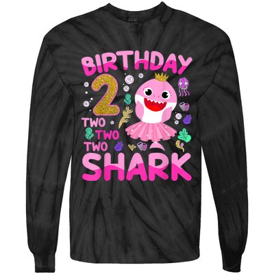 Baby Cute Shark 2nd Birthday Boy Girl 2 Year Old Gifts Tie-Dye Long Sleeve Shirt