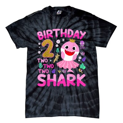 Baby Cute Shark 2nd Birthday Boy Girl 2 Year Old Gifts Tie-Dye T-Shirt