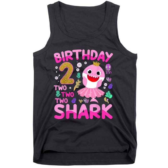 Baby Cute Shark 2nd Birthday Boy Girl 2 Year Old Gifts Tank Top