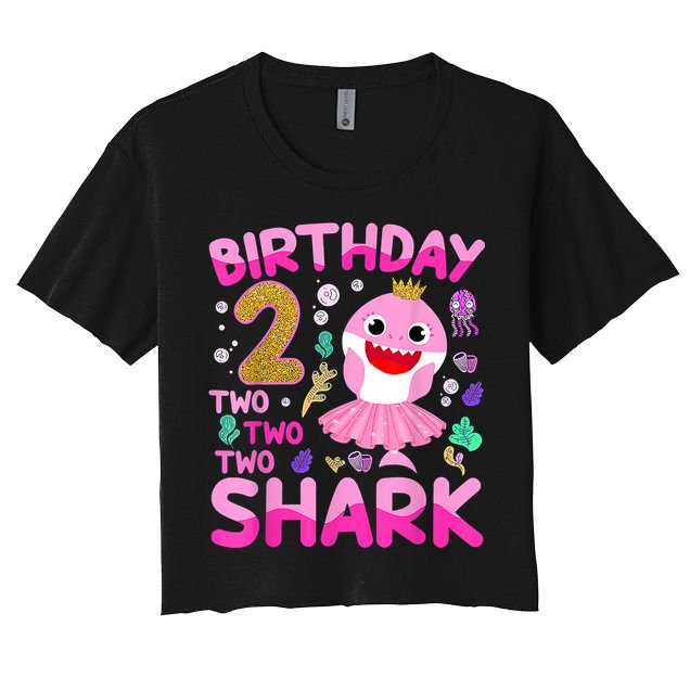 Baby Cute Shark 2nd Birthday Boy Girl 2 Year Old Gifts Crop Top