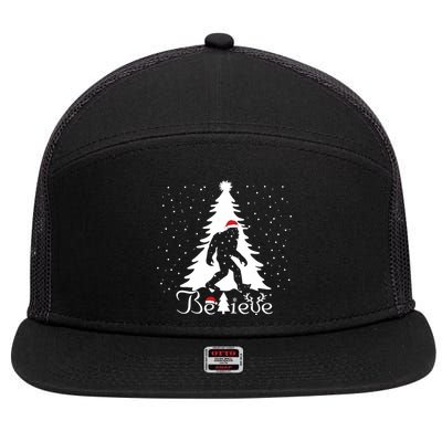 Believe Christmas Santa Bigfoot Hat Xmas Pj Costume 7 Panel Mesh Trucker Snapback Hat