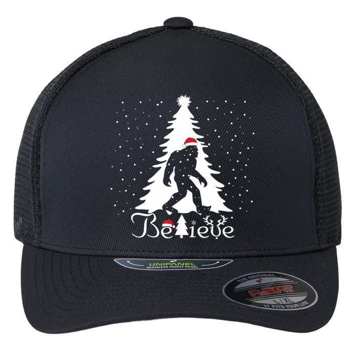 Believe Christmas Santa Bigfoot Hat Xmas Pj Costume Flexfit Unipanel Trucker Cap