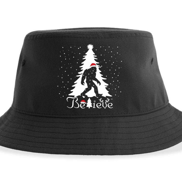 Believe Christmas Santa Bigfoot Hat Xmas Pj Costume Sustainable Bucket Hat