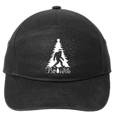 Believe Christmas Santa Bigfoot Hat Xmas Pj Costume 7-Panel Snapback Hat