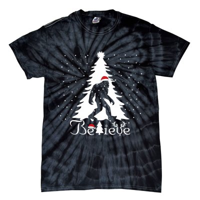 Believe Christmas Santa Bigfoot Hat Xmas Pj Costume Tie-Dye T-Shirt