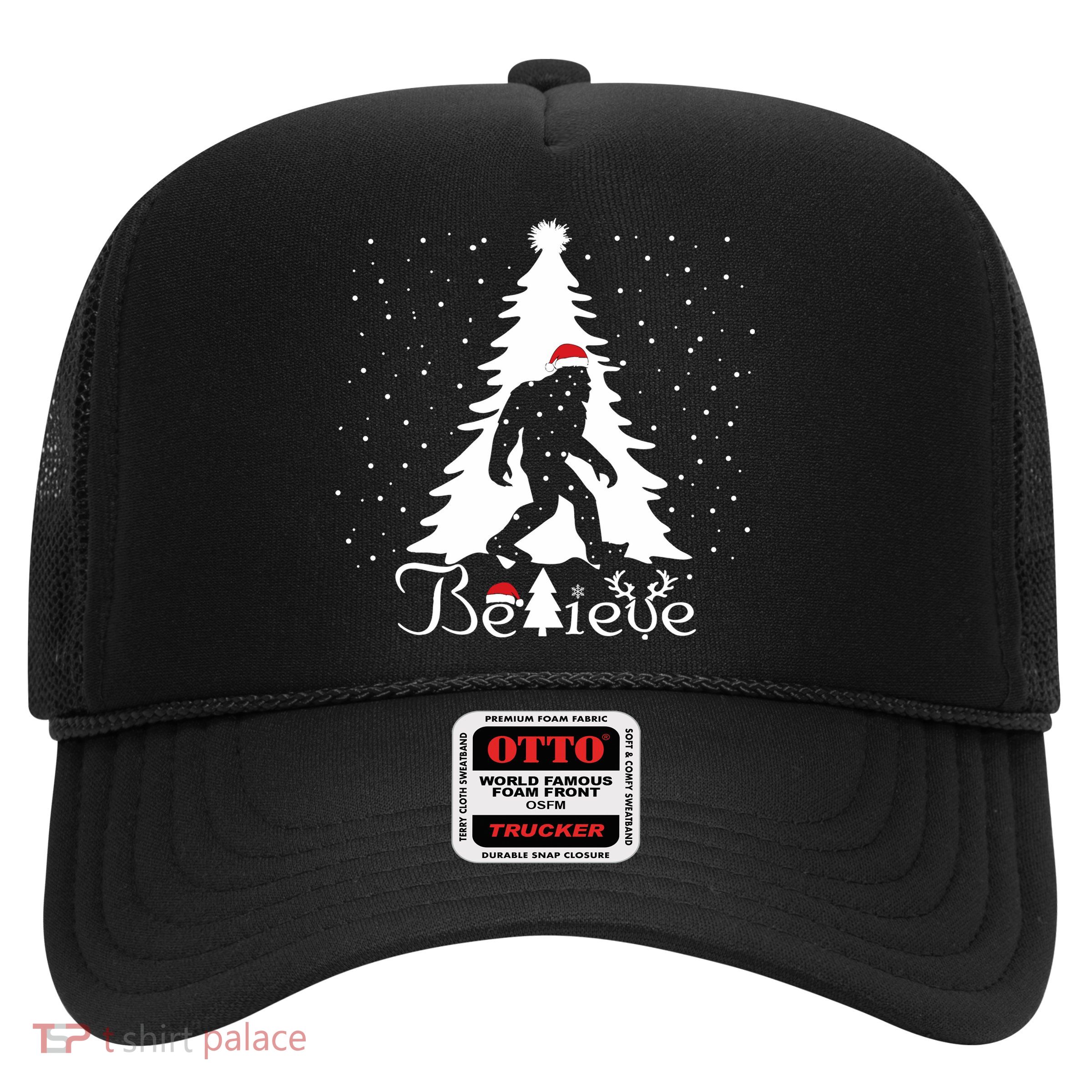 Believe Christmas Santa Bigfoot Hat Xmas Pj Costume Trucker Hat