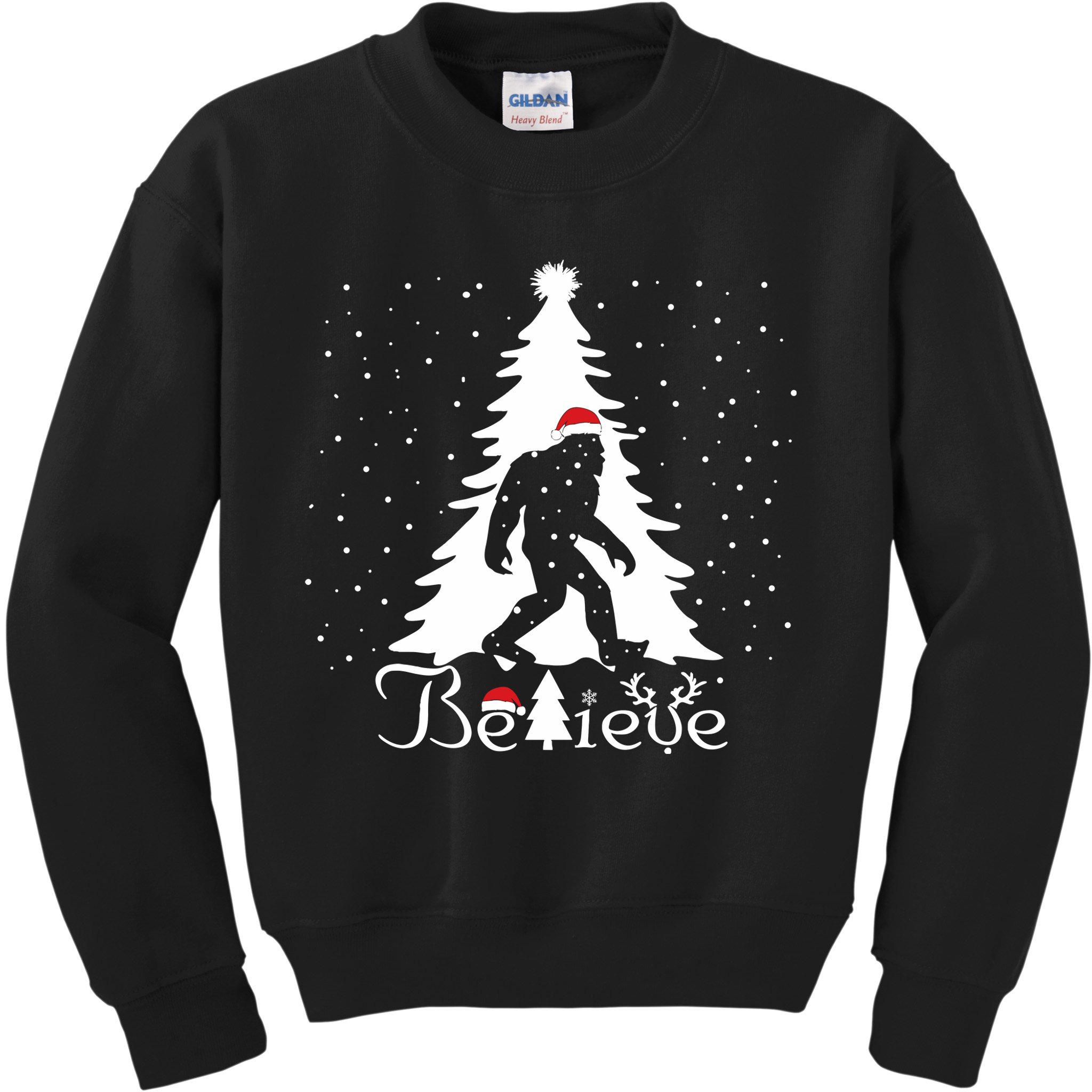 Believe Christmas Santa Bigfoot Hat Xmas Pj Costume Kids Sweatshirt