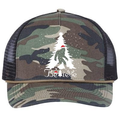 Believe Christmas Santa Bigfoot Hat Xmas Pj Costume Retro Rope Trucker Hat Cap