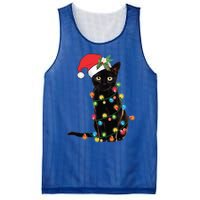 Black Cat Santa Tangled Up In Christmas Lights Gift Mesh Reversible Basketball Jersey Tank