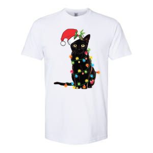 Black Cat Santa Tangled Up In Christmas Lights Gift Softstyle CVC T-Shirt