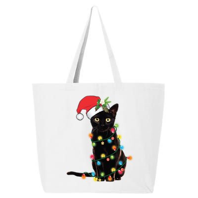 Black Cat Santa Tangled Up In Christmas Lights Gift 25L Jumbo Tote