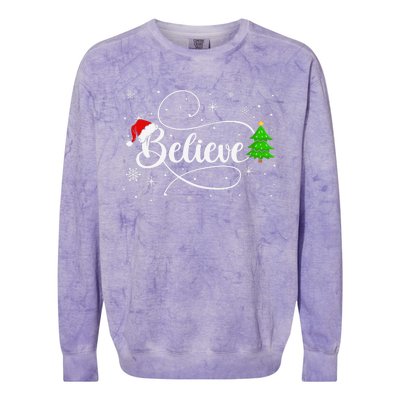 Believe Christmas Santa Holiday Colorblast Crewneck Sweatshirt