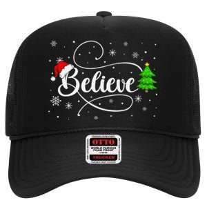 Believe Christmas Santa Holiday High Crown Mesh Back Trucker Hat