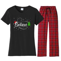 Believe Christmas Santa Holiday Women's Flannel Pajama Set