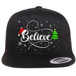 Believe Christmas Santa Holiday Flat Bill Trucker Hat