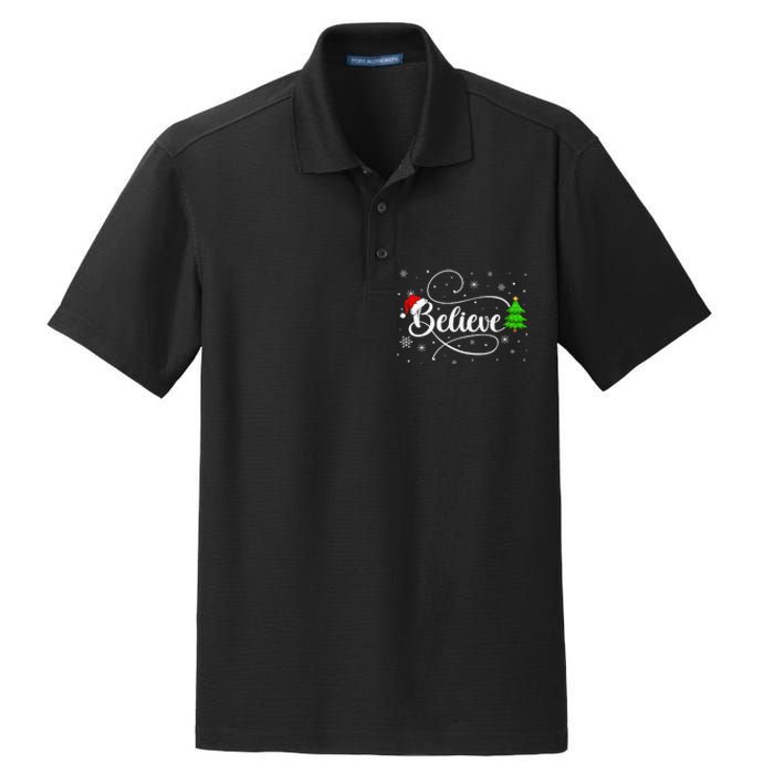 Believe Christmas Santa Holiday Dry Zone Grid Polo