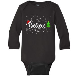 Believe Christmas Santa Holiday Baby Long Sleeve Bodysuit