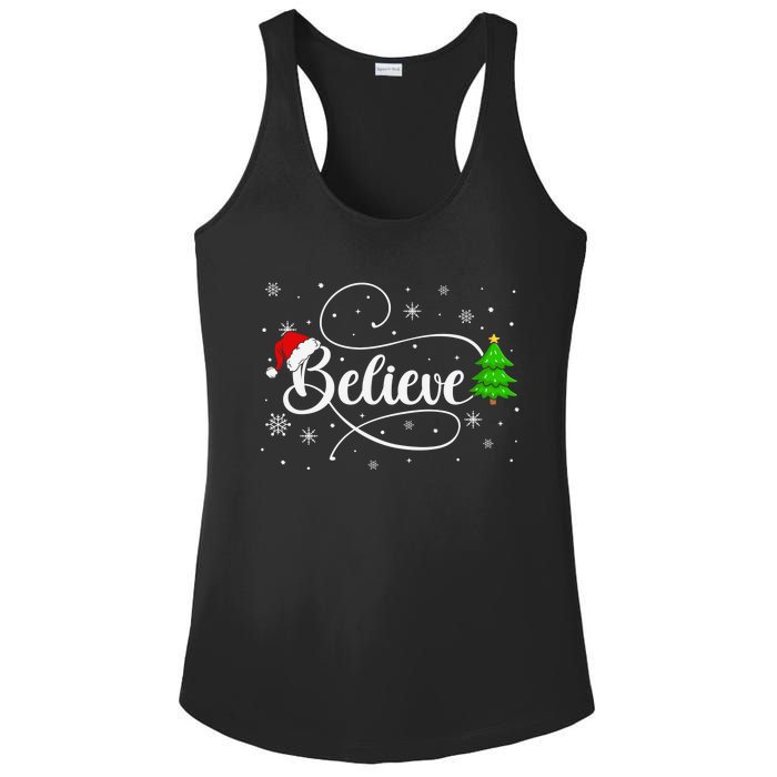 Believe Christmas Santa Holiday Ladies PosiCharge Competitor Racerback Tank