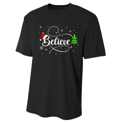 Believe Christmas Santa Holiday Performance Sprint T-Shirt