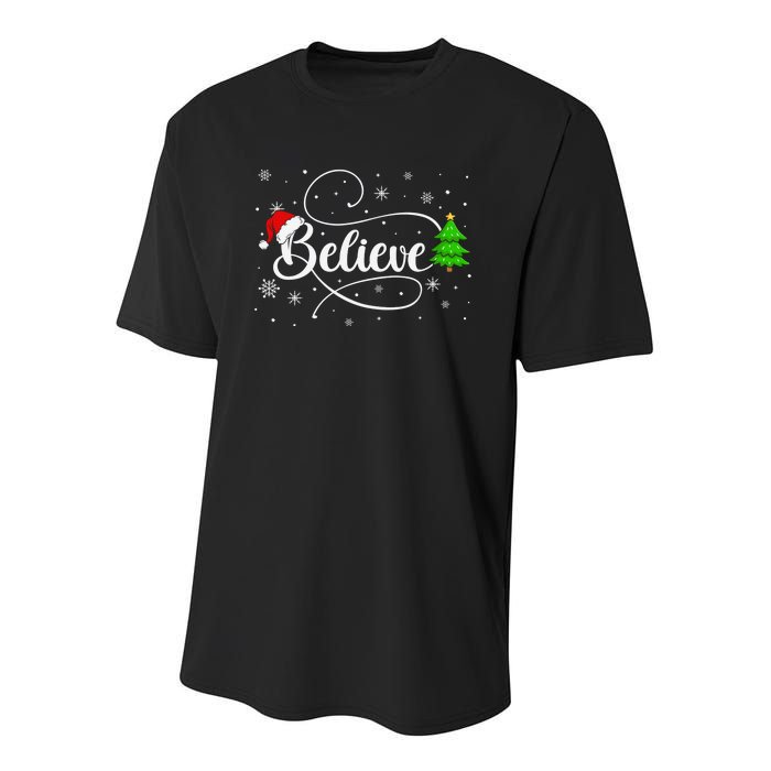 Believe Christmas Santa Holiday Youth Performance Sprint T-Shirt