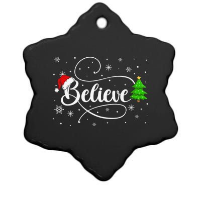 Believe Christmas Santa Holiday Ceramic Star Ornament