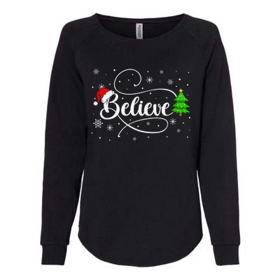 Believe Christmas Santa Holiday Womens California Wash Sweatshirt