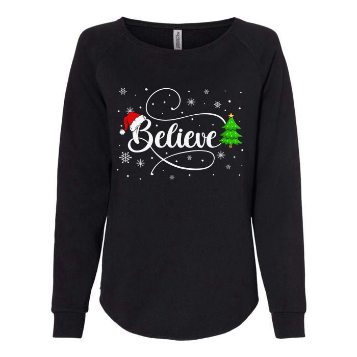 Believe Christmas Santa Holiday Womens California Wash Sweatshirt