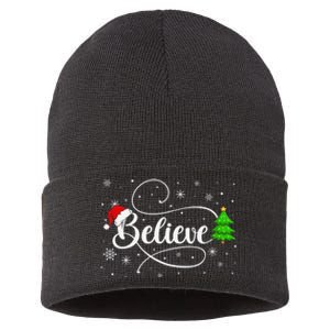 Believe Christmas Santa Holiday Sustainable Knit Beanie