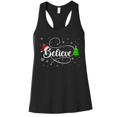 Believe Christmas Santa Holiday Women's Racerback Tank