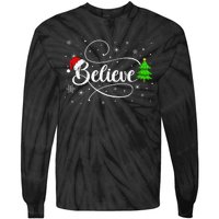 Believe Christmas Santa Holiday Tie-Dye Long Sleeve Shirt