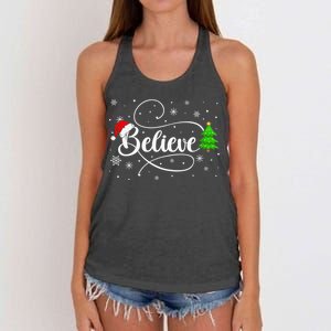 Believe Christmas Santa Holiday Women's Knotted Racerback Tank