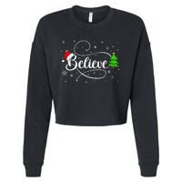 Believe Christmas Santa Holiday Cropped Pullover Crew