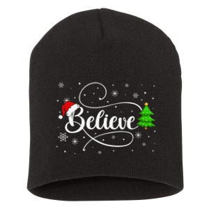 Believe Christmas Santa Holiday Short Acrylic Beanie