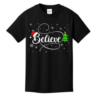 Believe Christmas Santa Holiday Kids T-Shirt