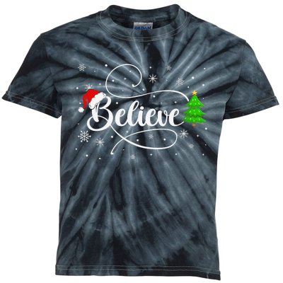 Believe Christmas Santa Holiday Kids Tie-Dye T-Shirt