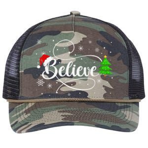 Believe Christmas Santa Holiday Retro Rope Trucker Hat Cap