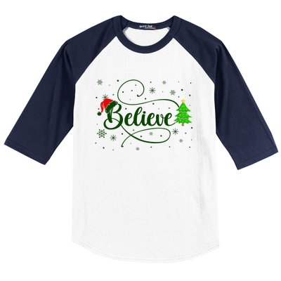 Believe Christmas Santa Holiday Baseball Sleeve Shirt