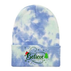 Believe Christmas Santa Holiday Tie Dye 12in Knit Beanie