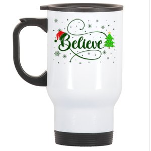 Believe Christmas Santa Holiday Stainless Steel Travel Mug